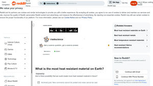 Reddit - Heat Resistant Materials