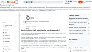 Reddit - CNC Machine Recommendations for Acrylic Cutting