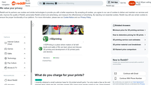 Reddit - 3D Printing Pricing Models