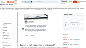 Reddit - Steel Sourcing for Sword Making