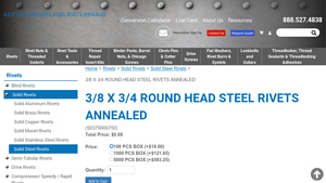 Rivets Online - 3/8 X 3/4 Round Head Steel Rivets