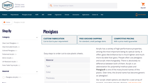 Shapes Plastics - Plexiglass Sheets