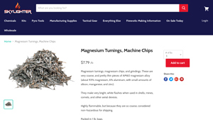 Skylighter - Magnesium Turnings and Chips