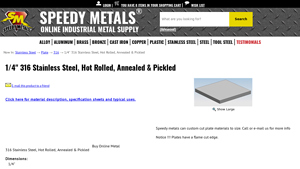 Speedy Metals - 1/4 316 Stainless Steel Plate