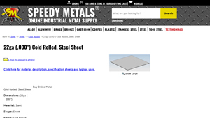 Speedy Metals - 22ga Cold Rolled Steel Sheet