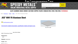 Speedy Metals - .032 6061-T6 Aluminum Sheet