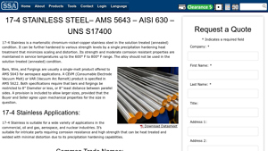 SSA Corp - 17-4 Stainless AMS 5643 Properties