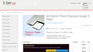 Titanium - Grade 5 Plate 63.50mm Thick
