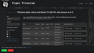 Tiger Titanium - Ti-6Al-4V Plates, Sheets & Blocks