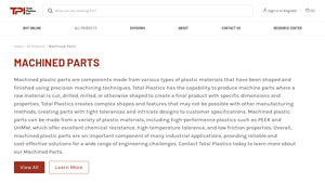 Total Plastics - Precision Machined Plastic Parts