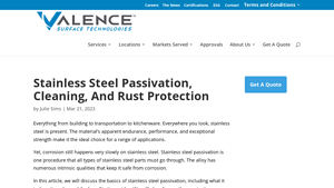 Valence Surface Tech - Stainless Steel Passivation