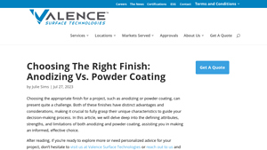 Valence Surface Tech - Anodizing Solutions