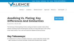 Valence Surface Tech - Anodizing Solutions