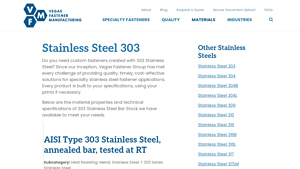 Vegas Fastener - Stainless Steel 303