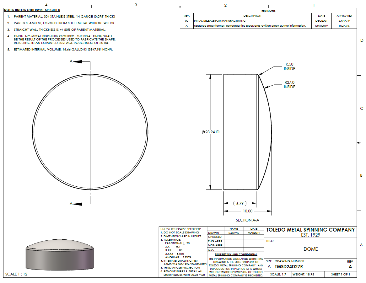 sheet metal dome part