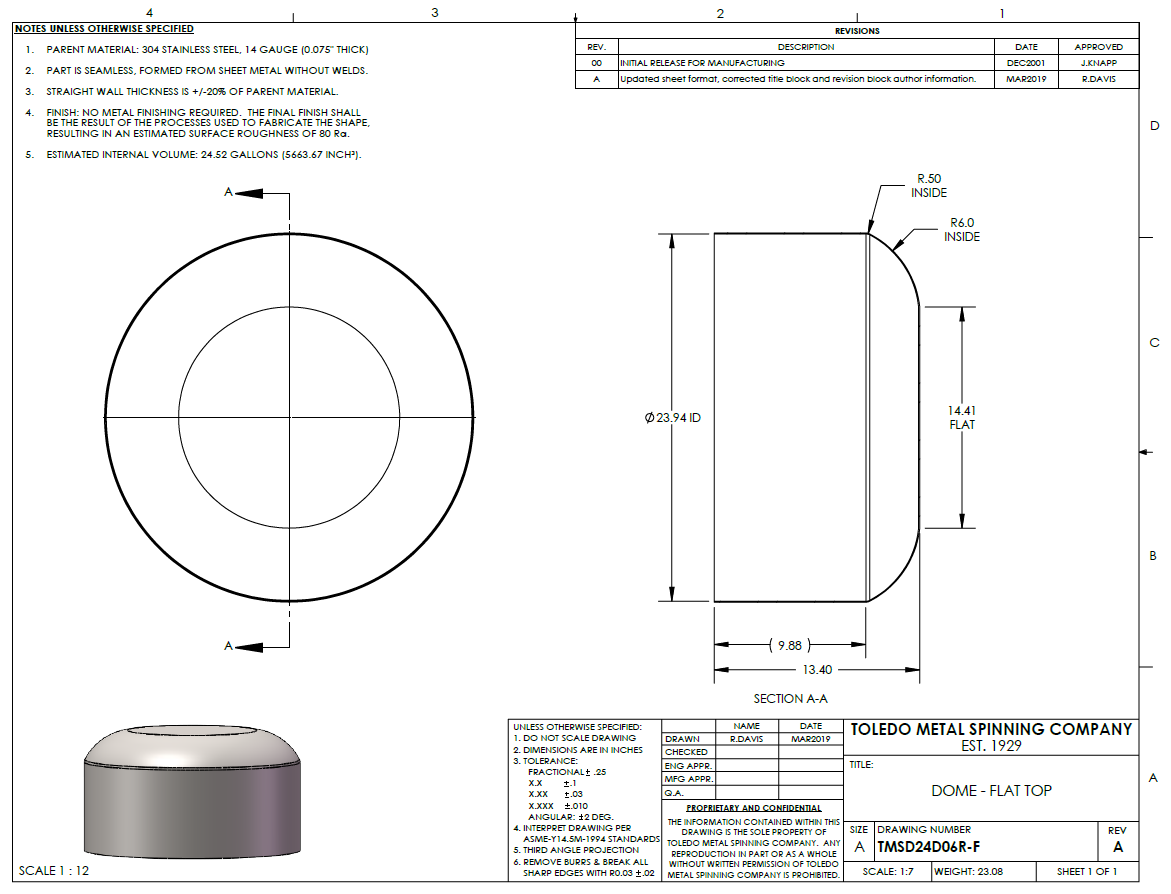 sheet metal dome fabrication part